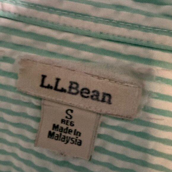 L.L.Bean Womens Green & White Gingham Button-Up Shirt Small Cotton Blend - Picture 3 of 4